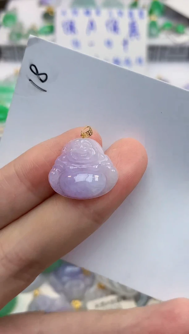 颈饰18K金镶嵌翡翠天然缅甸a货翡翠