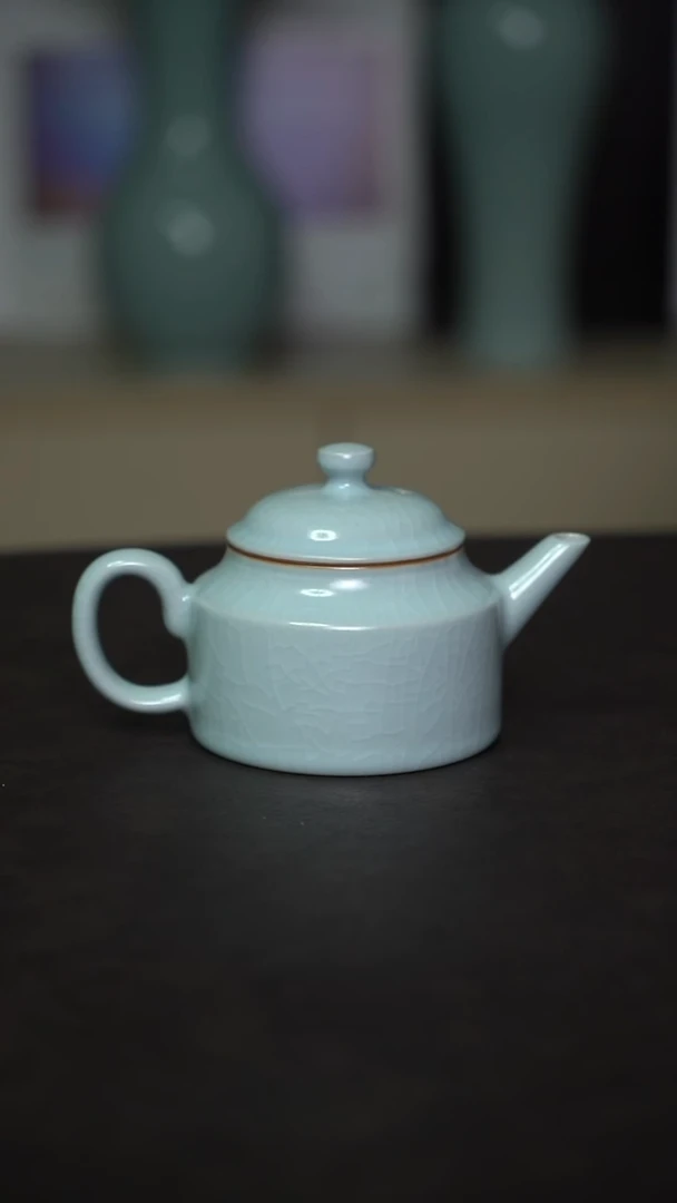 杯子瓷月白釉德中壶全手工一级