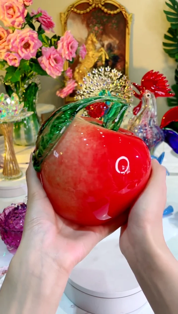 琉璃手工艺品    琉璃红苹果 微瑕
