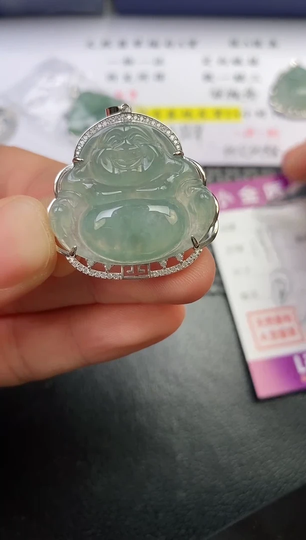 颈饰银S925镶嵌翡翠尽**美挂件