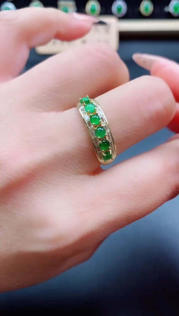 银S925镶嵌戒指翡翠1