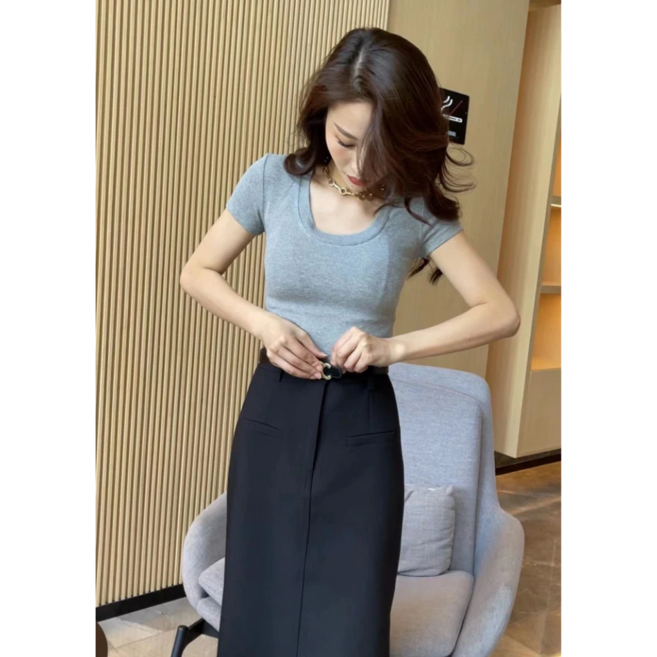 圆领夏季百搭短袖上衣-0312