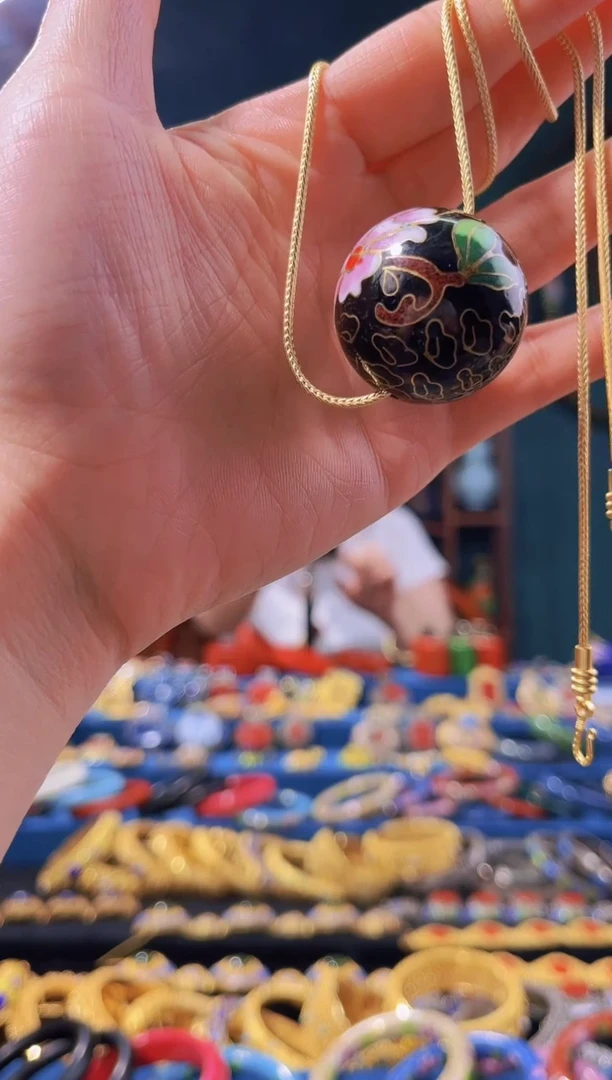 【闪购商品】景泰蓝3.0大珠子+蛇骨链 黑色