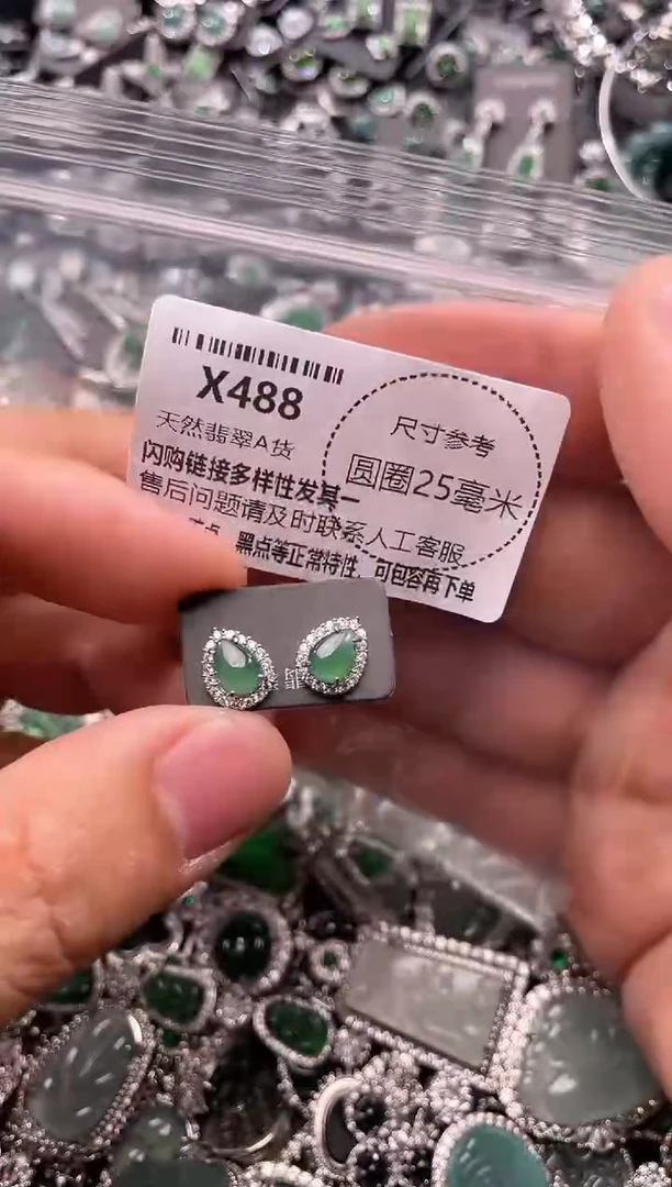 翡翠未镶嵌颈饰X488耳钉