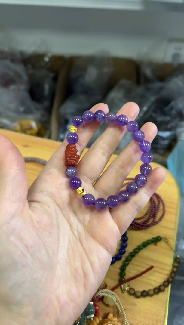 水晶手链未镶嵌孤品紫水晶圆珠手链[0204]