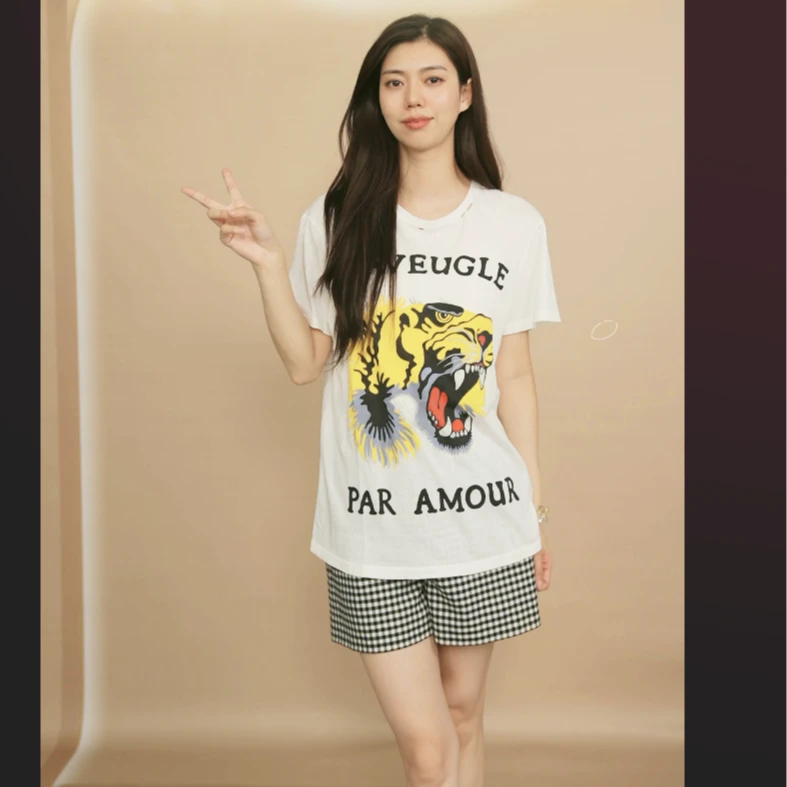 95新 GUCCI/古驰 纯棉虎头体恤M码白色/250904LXJYQ04