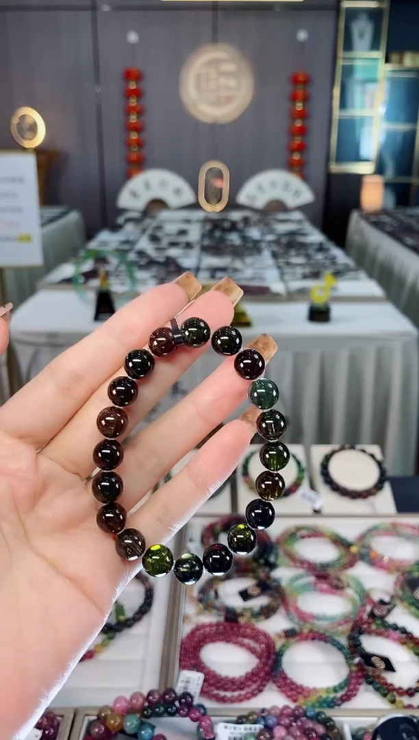 未镶嵌老矿碧玺黑糖净体单圈手串9mm+碧玺dan多样性发货一条