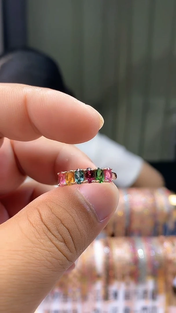 戒指银S925镶嵌碧玺354354354354345