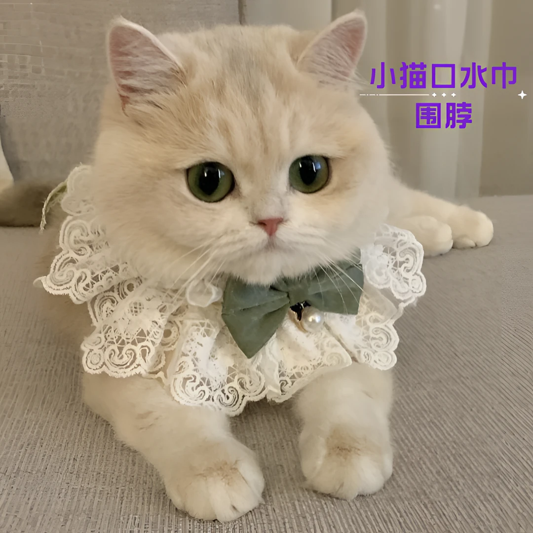 猫咪围脖领结宠物项圈围兜口水巾针织围领装饰品围嘴可爱拍照狗狗