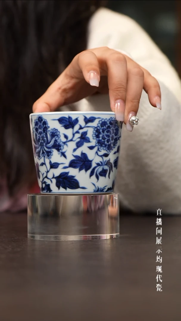 素月明河孔雀直口杯