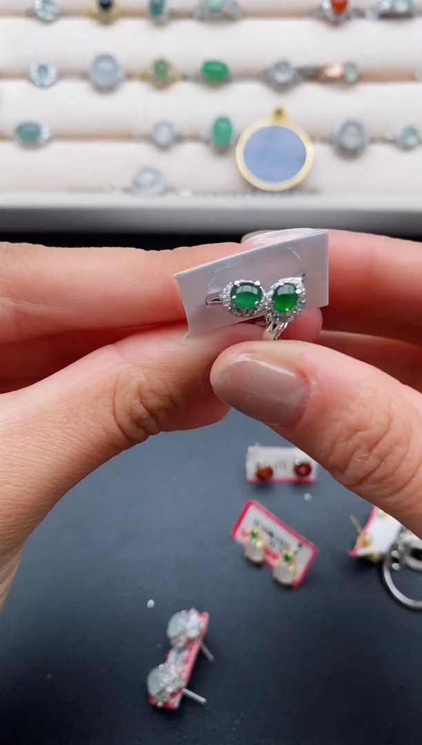 银S925镶嵌戒指翡翠555555+3