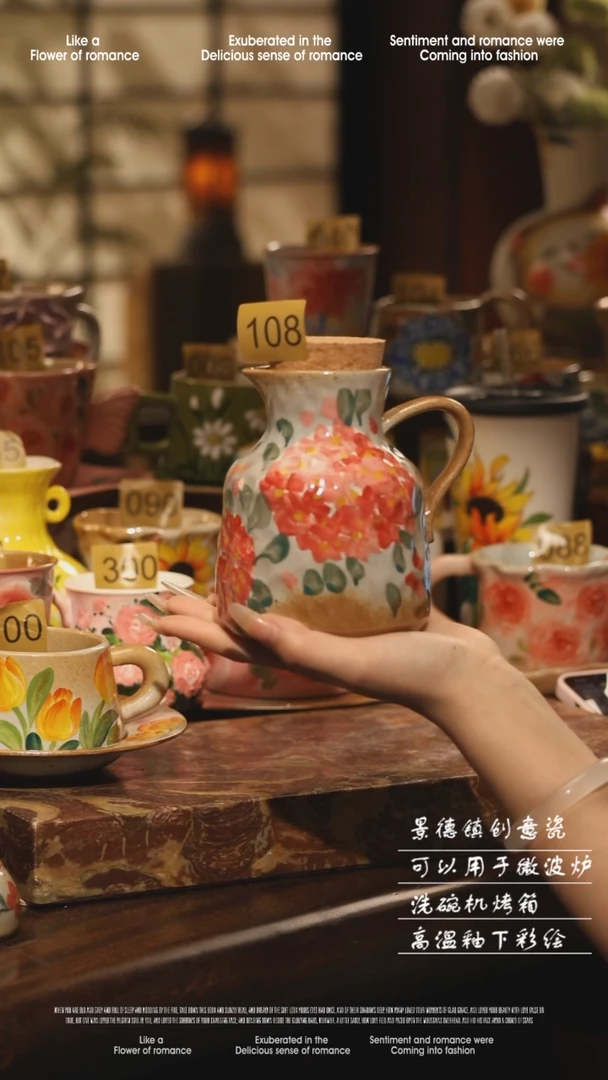 陶瓷景德镇高温手绘釉下彩设计师款式