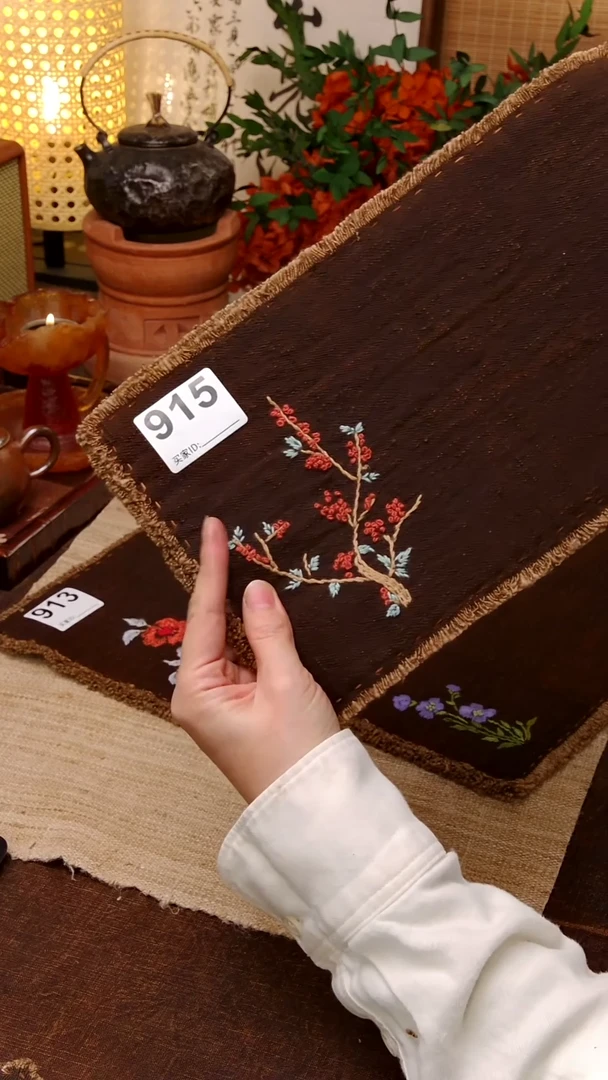 静*️Cici手作刺子绣柿染壶垫杯915