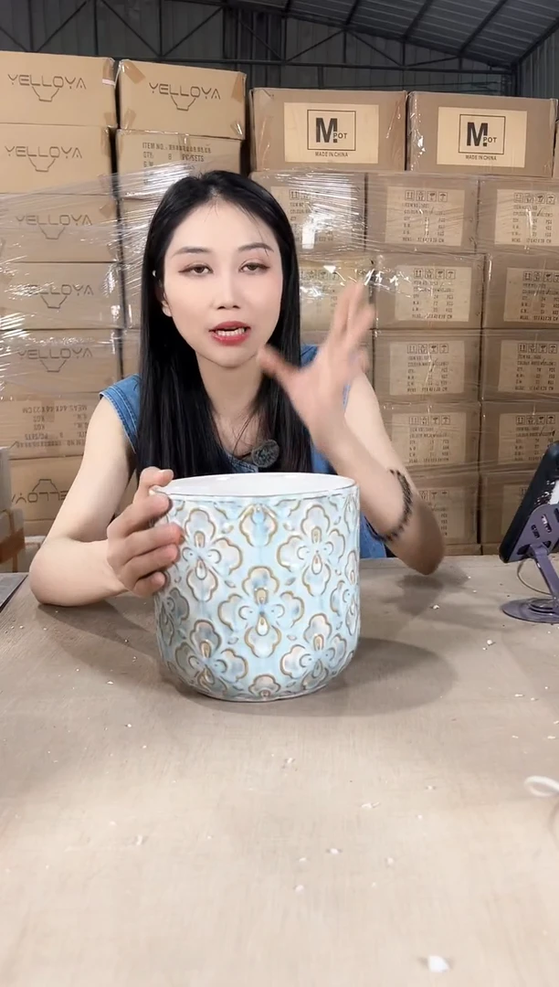 浮雕花朵梦幻蓝中号18x17