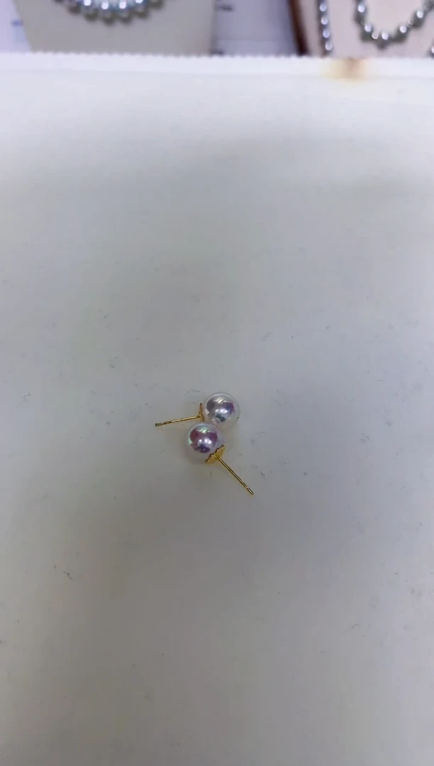 【闪购商品】海水珍珠饰品18K金镶嵌8.5-9素钉定制