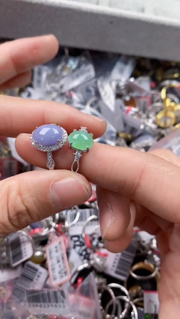 银S925镶嵌戒指翡翠666   8