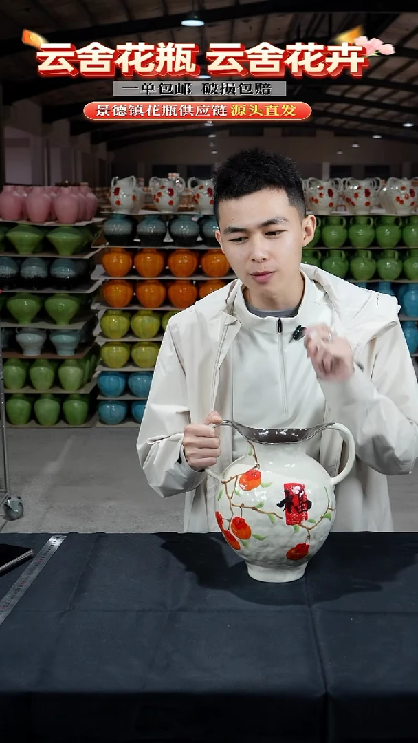 陶瓷景德镇陶瓷福字花瓶