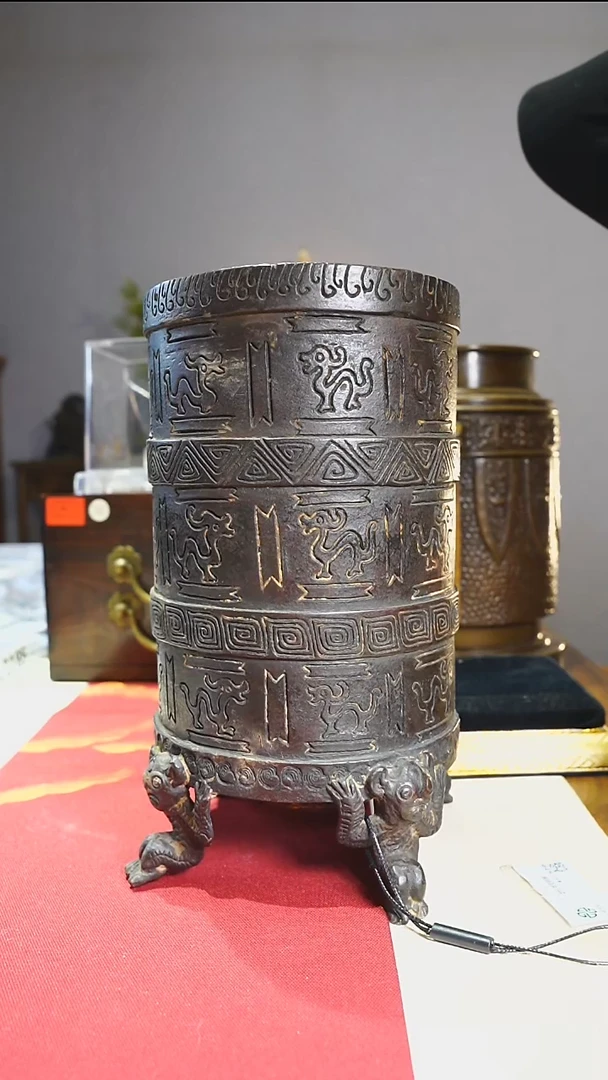 【闪购商品】铜龙纹卮型铜瓶20*12.5cm/6569