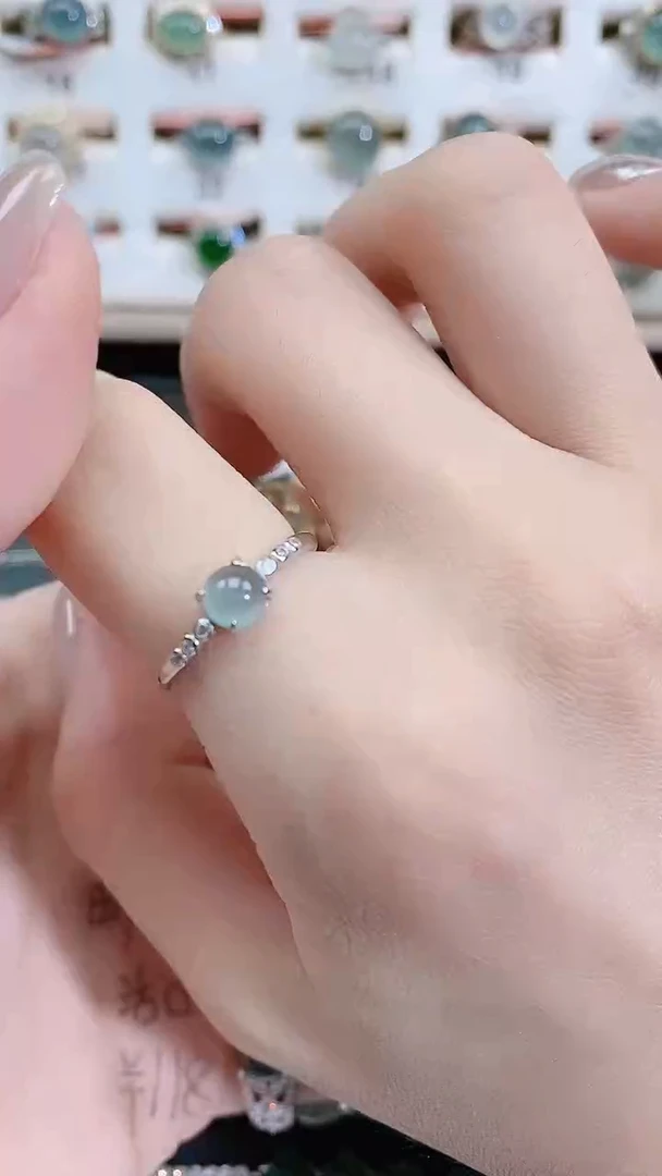 银S925镶嵌戒指翡翠天然翡翠
