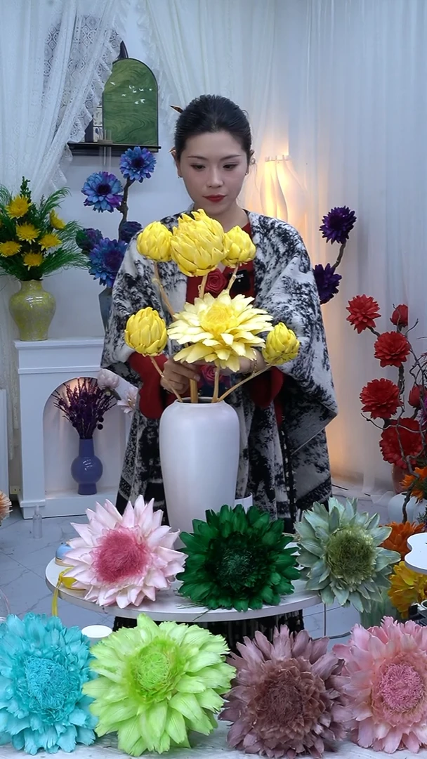 永生洋蓟黄色6头【有染色点】8825