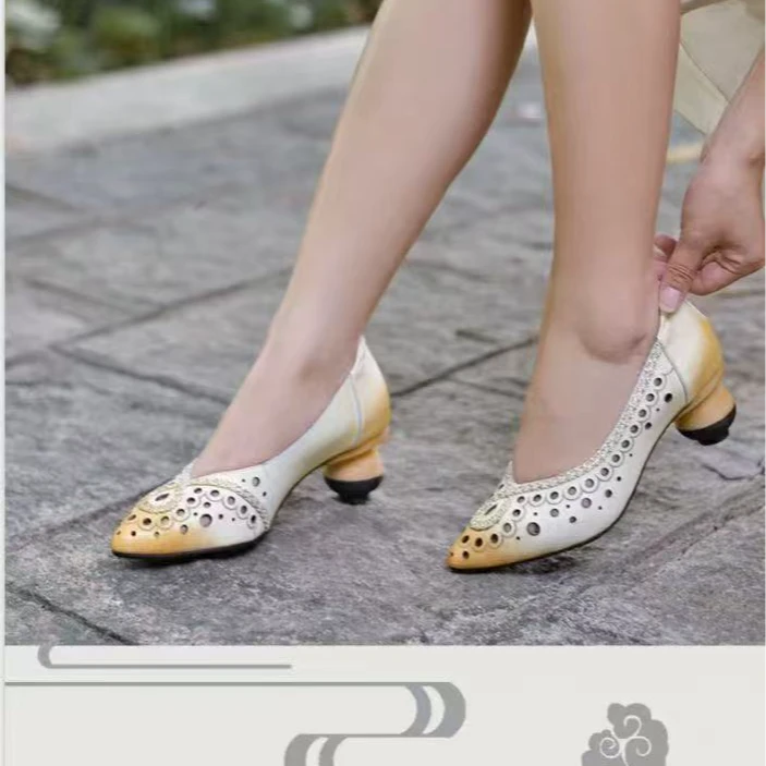 相伴【39码春夏捡漏】春季新款单鞋女手工鞋尖头女鞋浅口低跟夏季