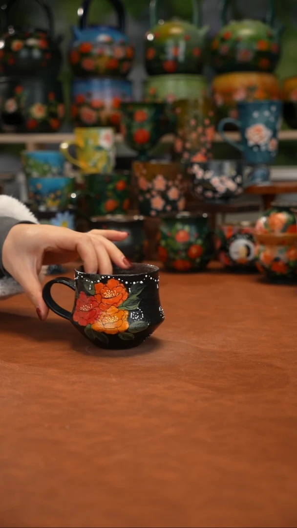 紫砂油画手绘釉下彩