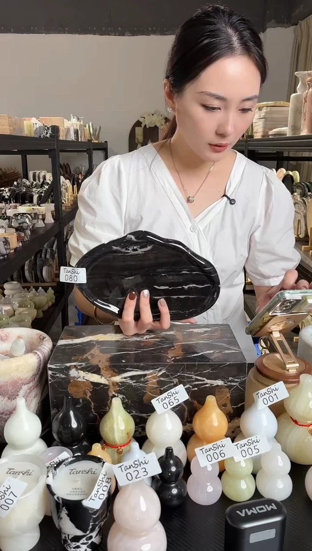 石材080黑白根云朵盘福利品默认微瑕不退不换