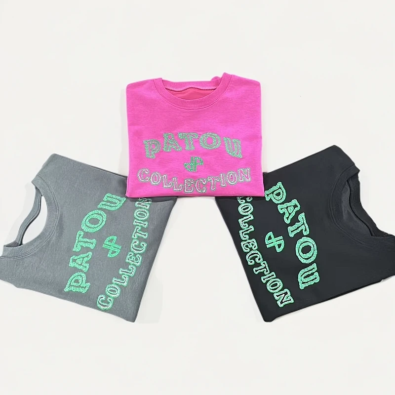 【香香优选】韩国女士撞色字母刺绣圆领卫衣新款休闲洋气舒适百搭