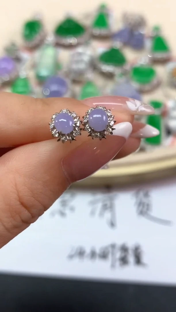 18K金镶嵌翡翠耳饰耳饰|2980多样性发其一