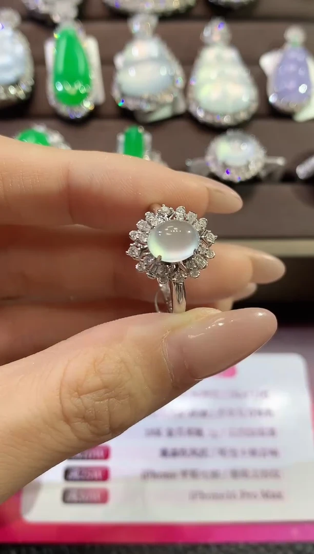 翡翠戒指18K金镶嵌A88翡翠