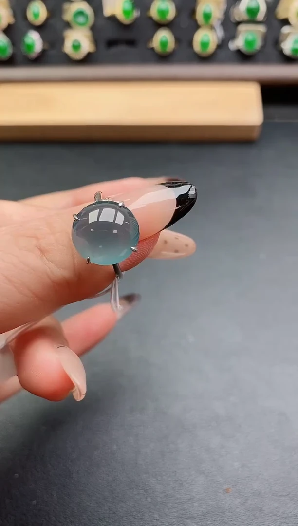 银S925镶嵌戒指翡翠1