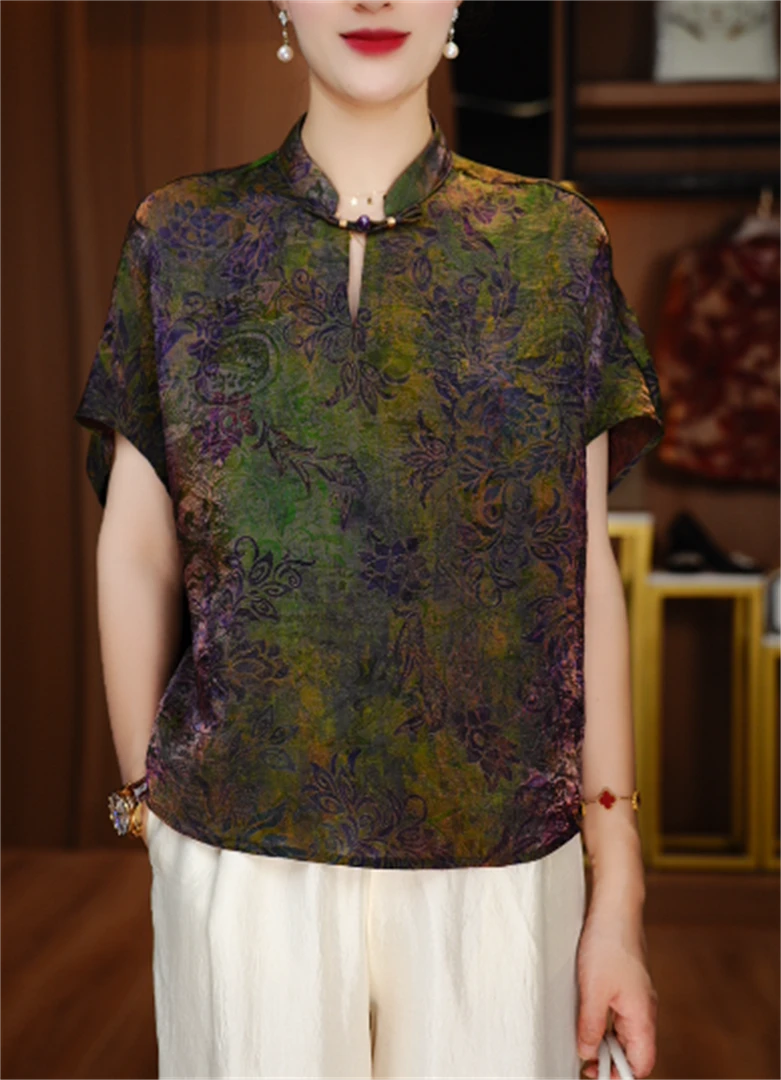 诺诗 新款洋气宽松显瘦优雅轻奢气质印花百搭上衣V25Q1137