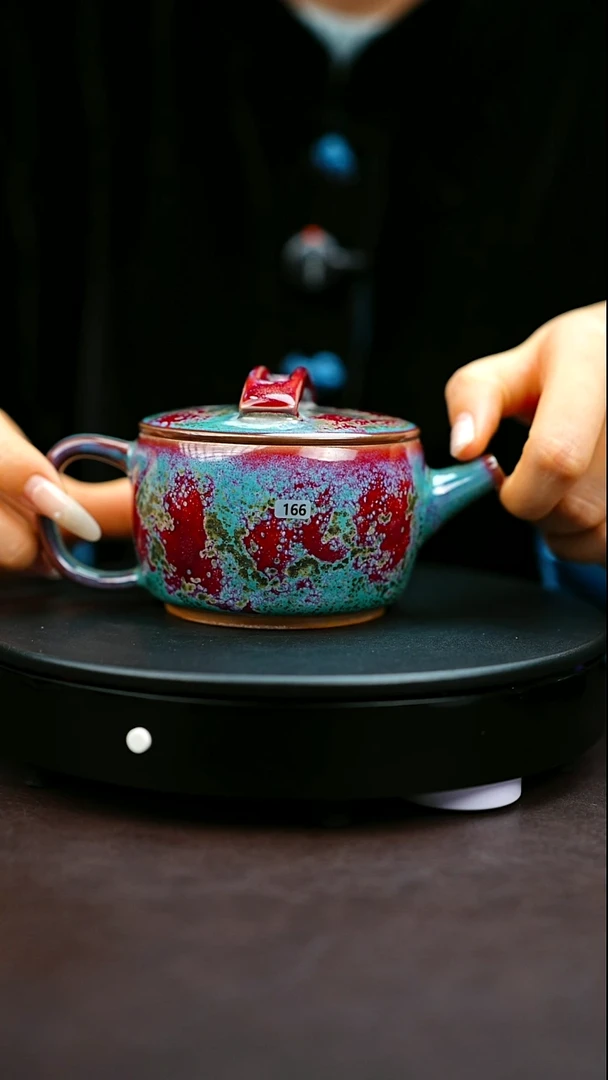 166#原矿钧瓷炉钧釉汉瓦壶