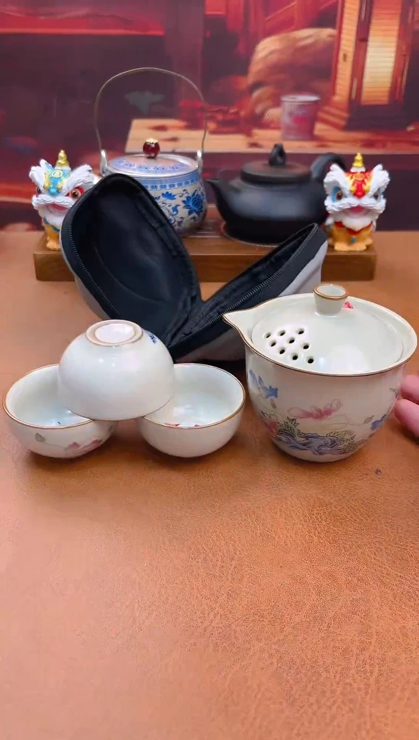 陶瓷茶具摆件旅行套组