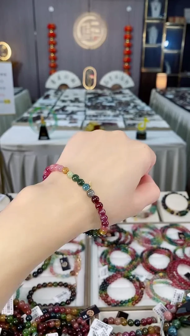 未镶嵌老矿碧玺色标单圈手串5mm+碧玺hon多样性发货一条