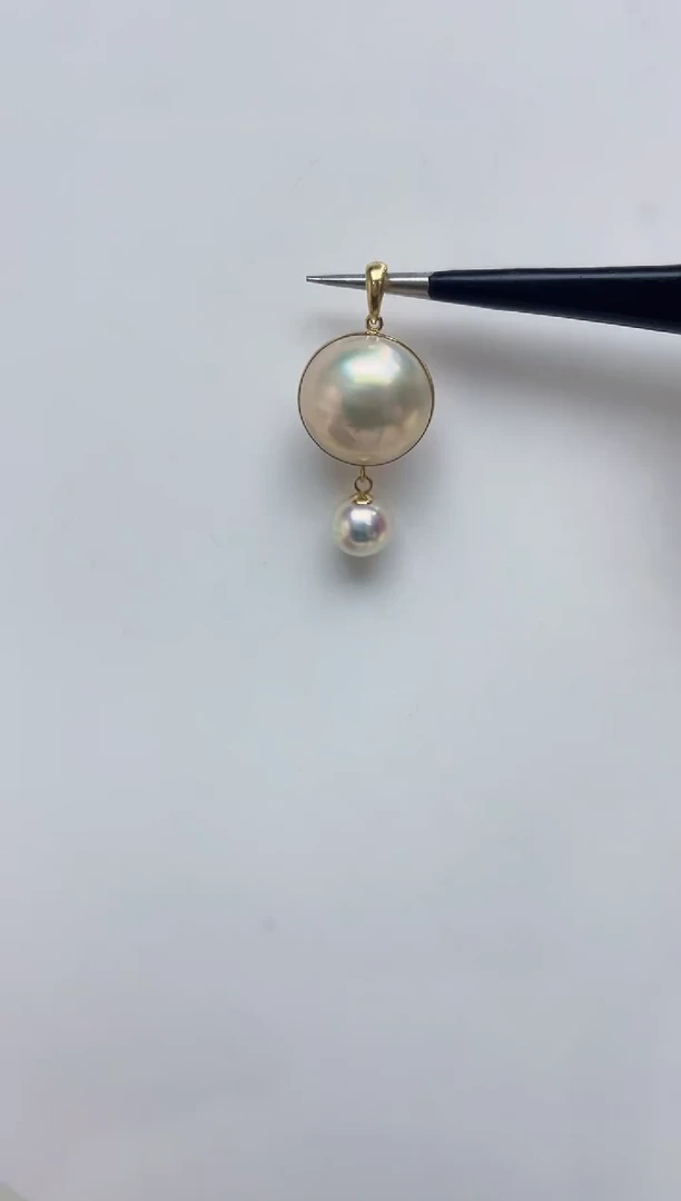 银S925镶嵌颈饰拼合珍珠（马贝珠）
