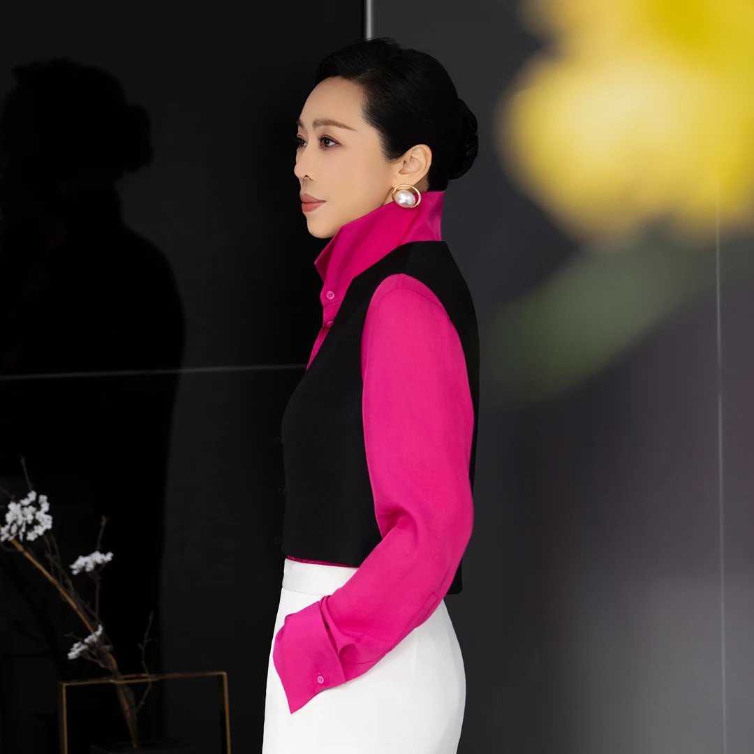 琴老板爱品纱【迷你】轻奢设计师三醋酯马甲E6SB652EWU