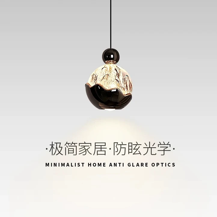 意式极简创意卧室床头升降吊灯简约轻奢高级个性玄关小吊灯