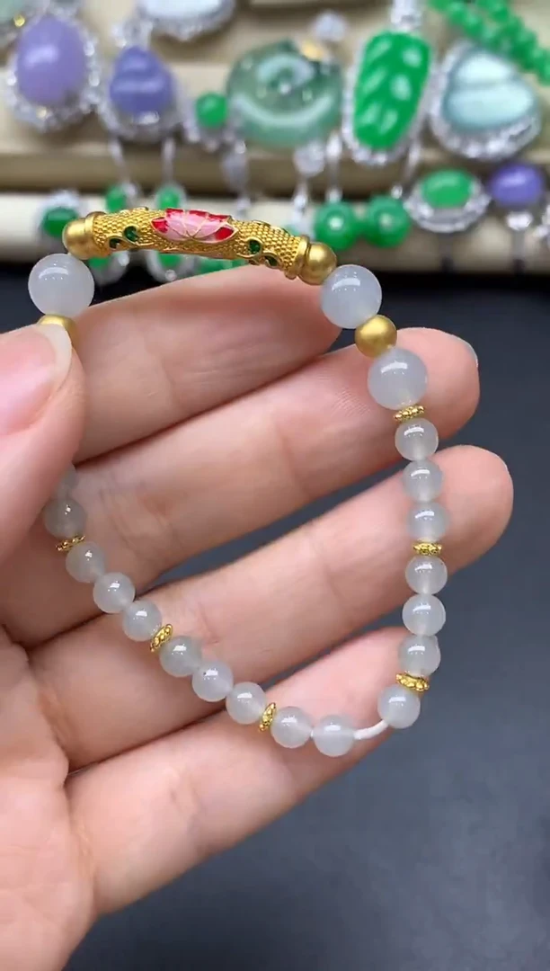 足金镶嵌手链翡翠201-中国好珍宝