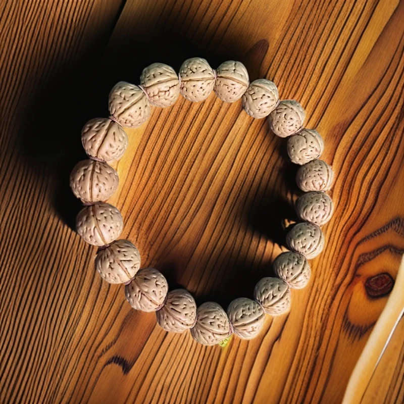 野生桃核手串14+