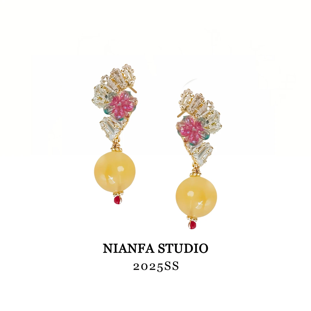 铜合金耳饰 【金色朝阳】时尚亮黄色 朝气灵动开心浪漫耳饰