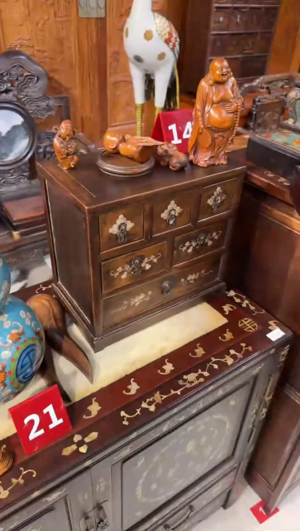 木木头款黄花梨镶嵌小六斗柜880