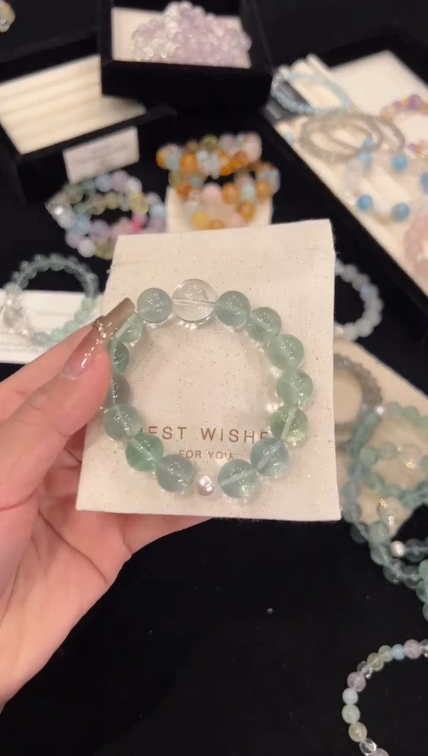 【闪购商品】水晶手链合金绿萤石手链x1402
