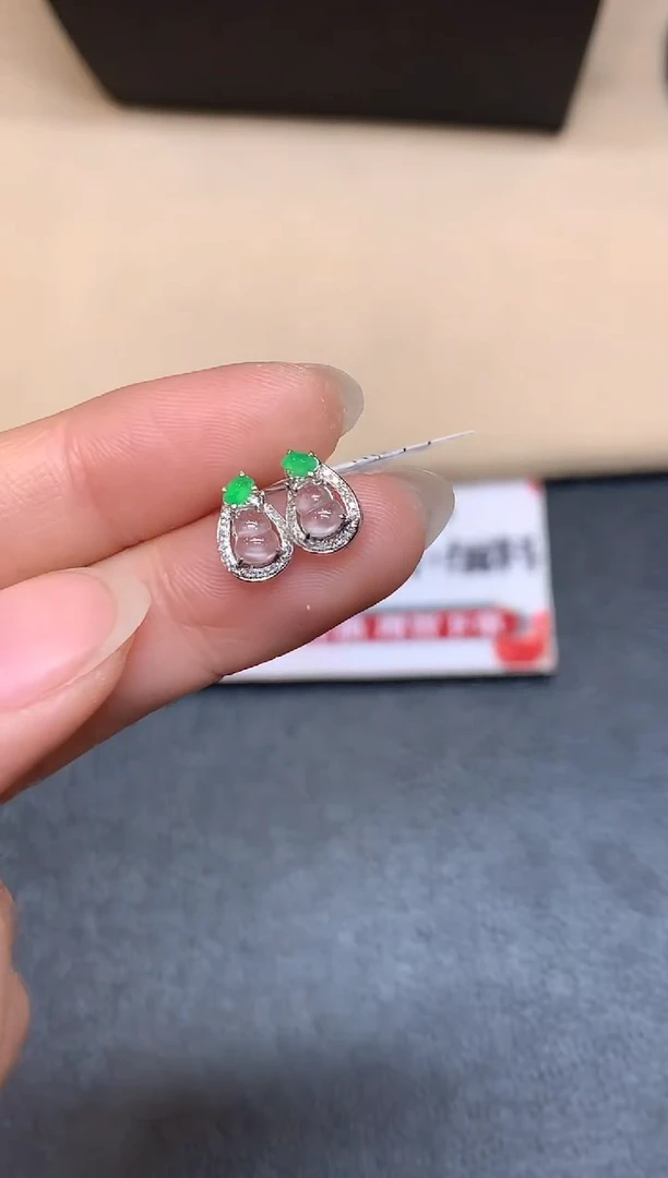 18K金镶嵌翡翠耳饰【无鉴赏期】葫芦【无服务费
