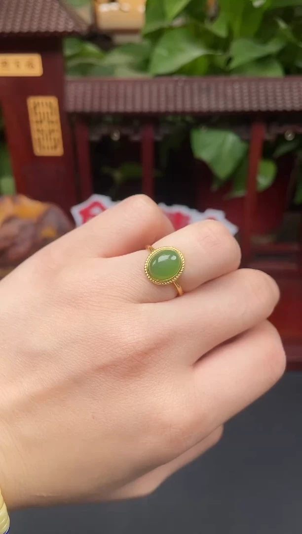 银S925镶嵌戒指和田玉戒指F123多样性发其一