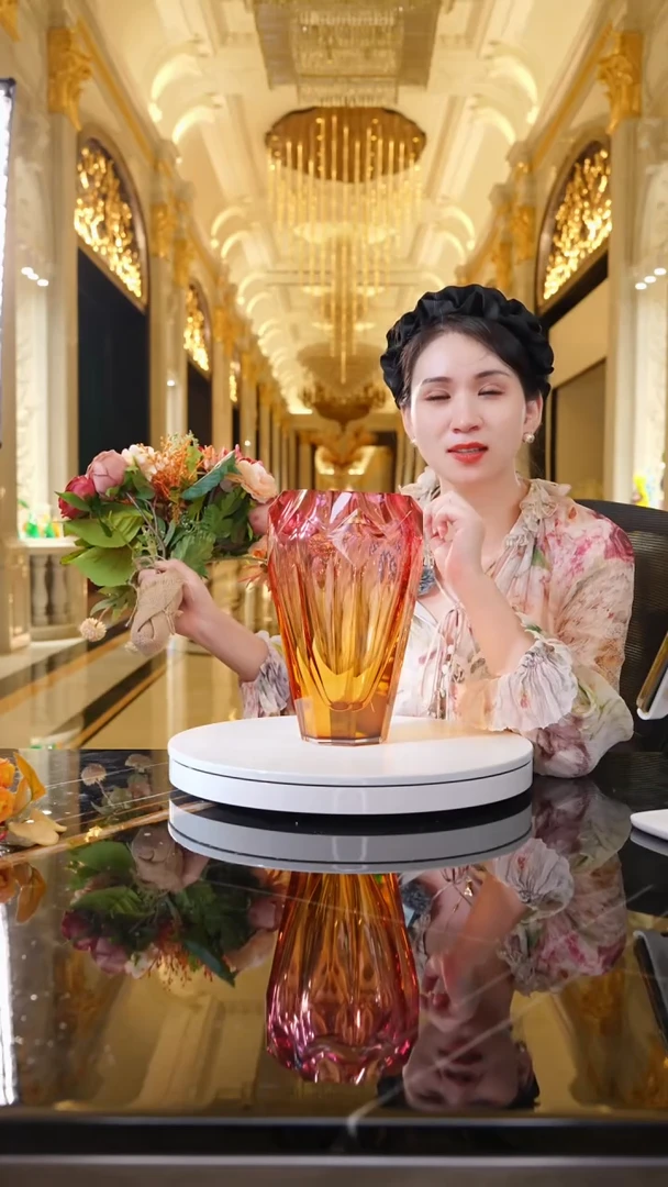 摆件JY0067金红色冰花艺术花器