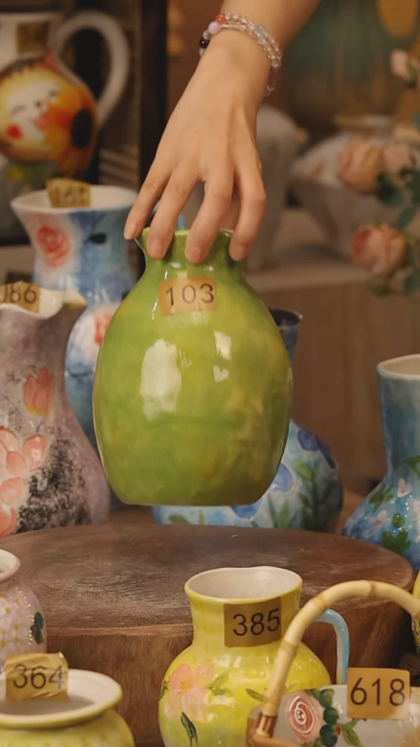 陶瓷103景德镇设计师手作花器摆件侘寂风