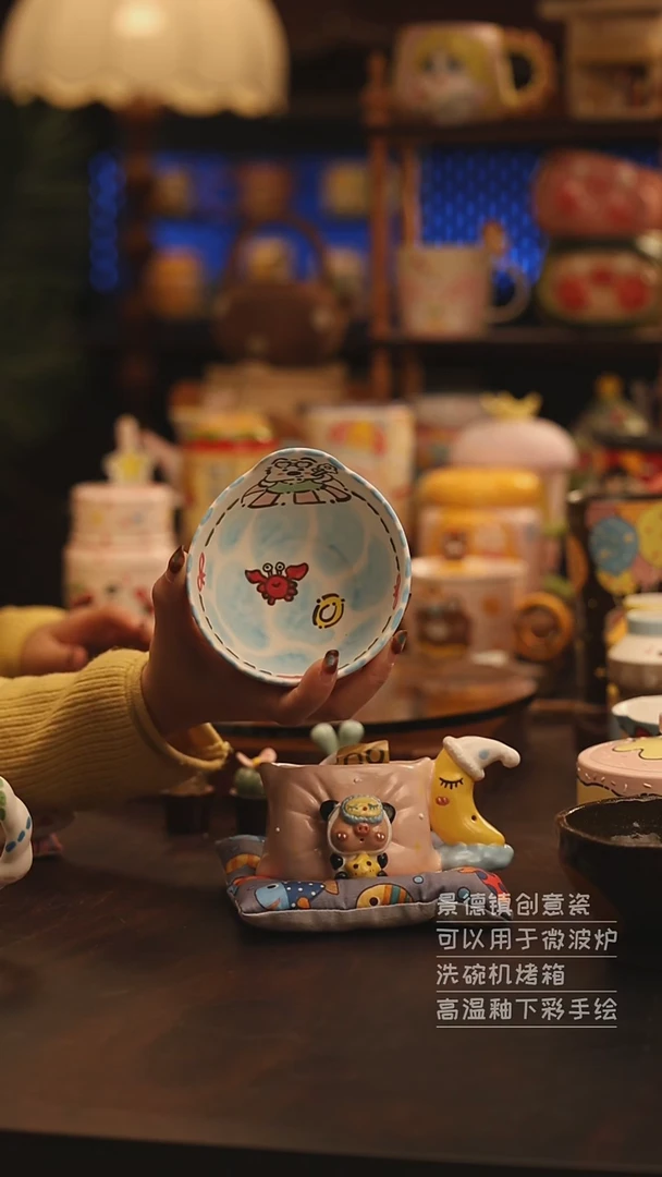 陶瓷景德镇可爱陶瓷釉下彩绘设计师款