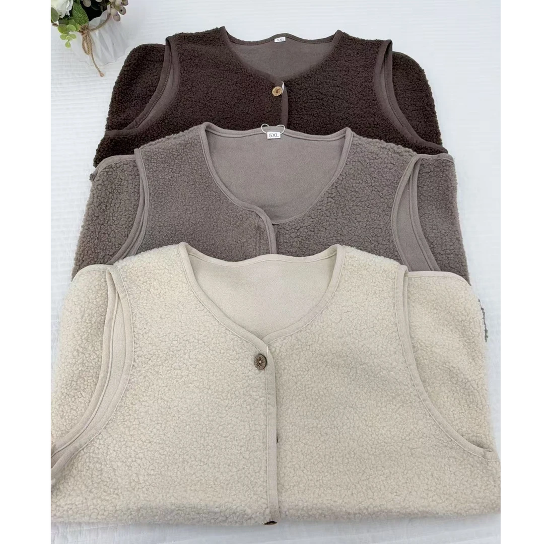 羊羔毛马甲背心外出居家服背心款