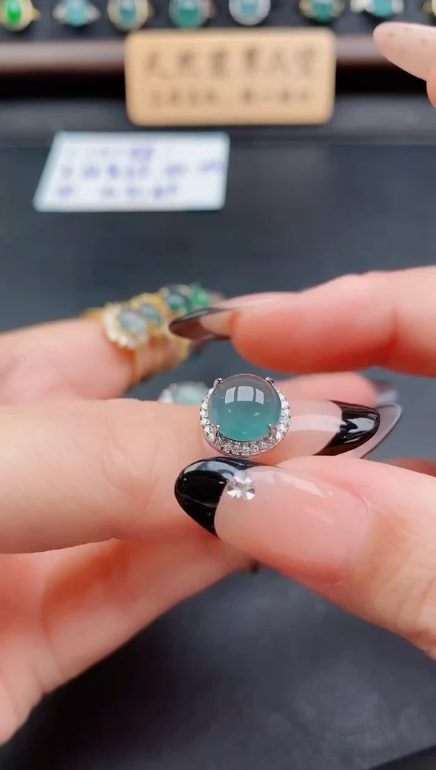 银S925镶嵌戒指翡翠1